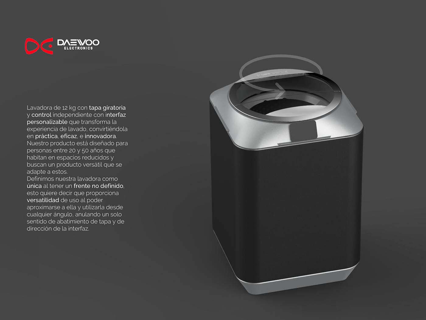 Daewoo，Washing machine，industrial design，New experience，touch screen，