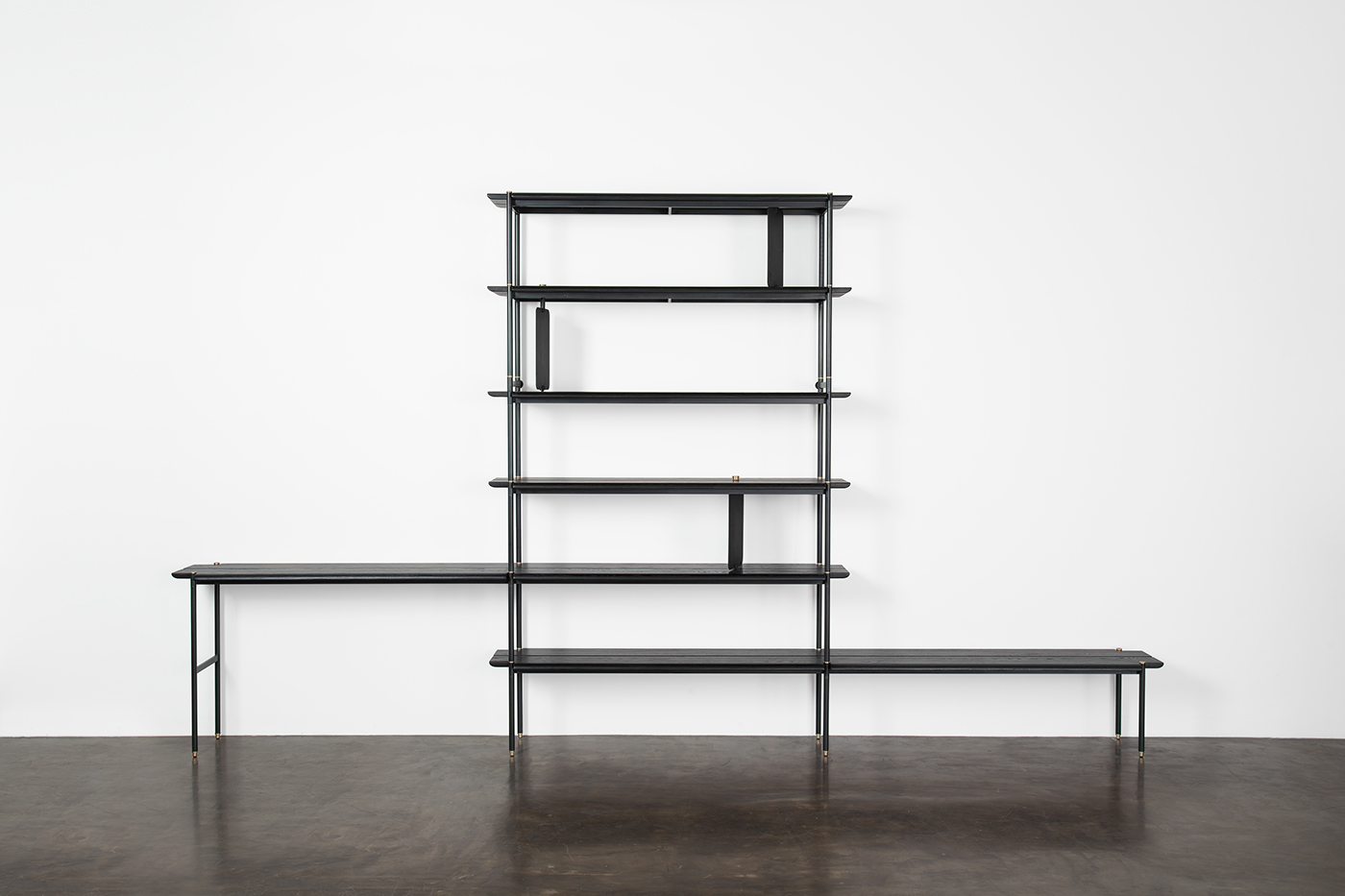 bench，Storage，Shelf，oak，steel，