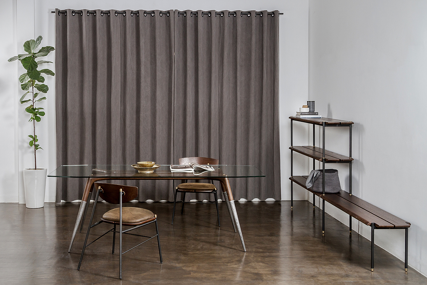 bench，Storage，Shelf，oak，steel，