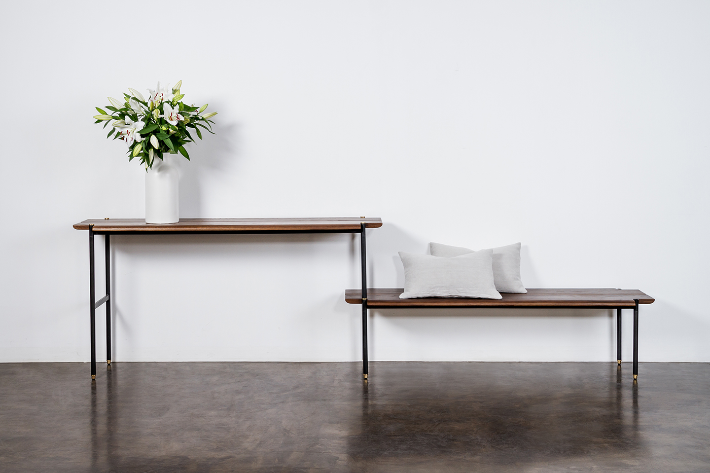 bench，Storage，Shelf，oak，steel，