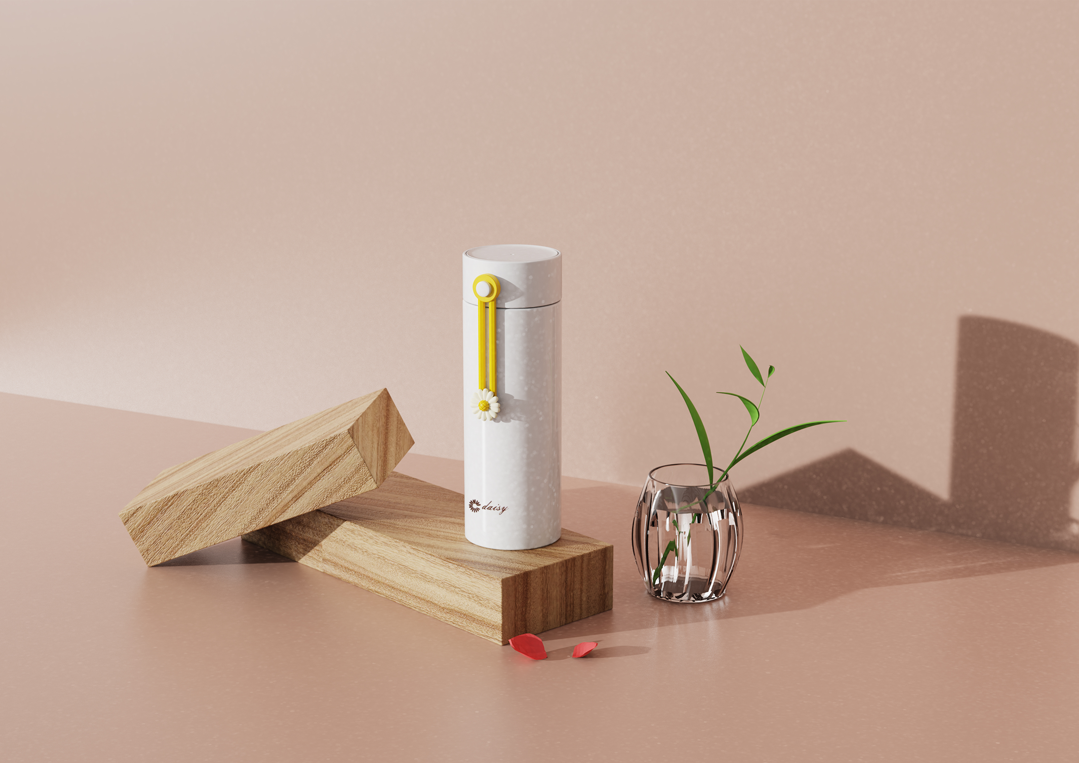 Water cup，vacuum cup，Daisy，flower，Render，Model，water，