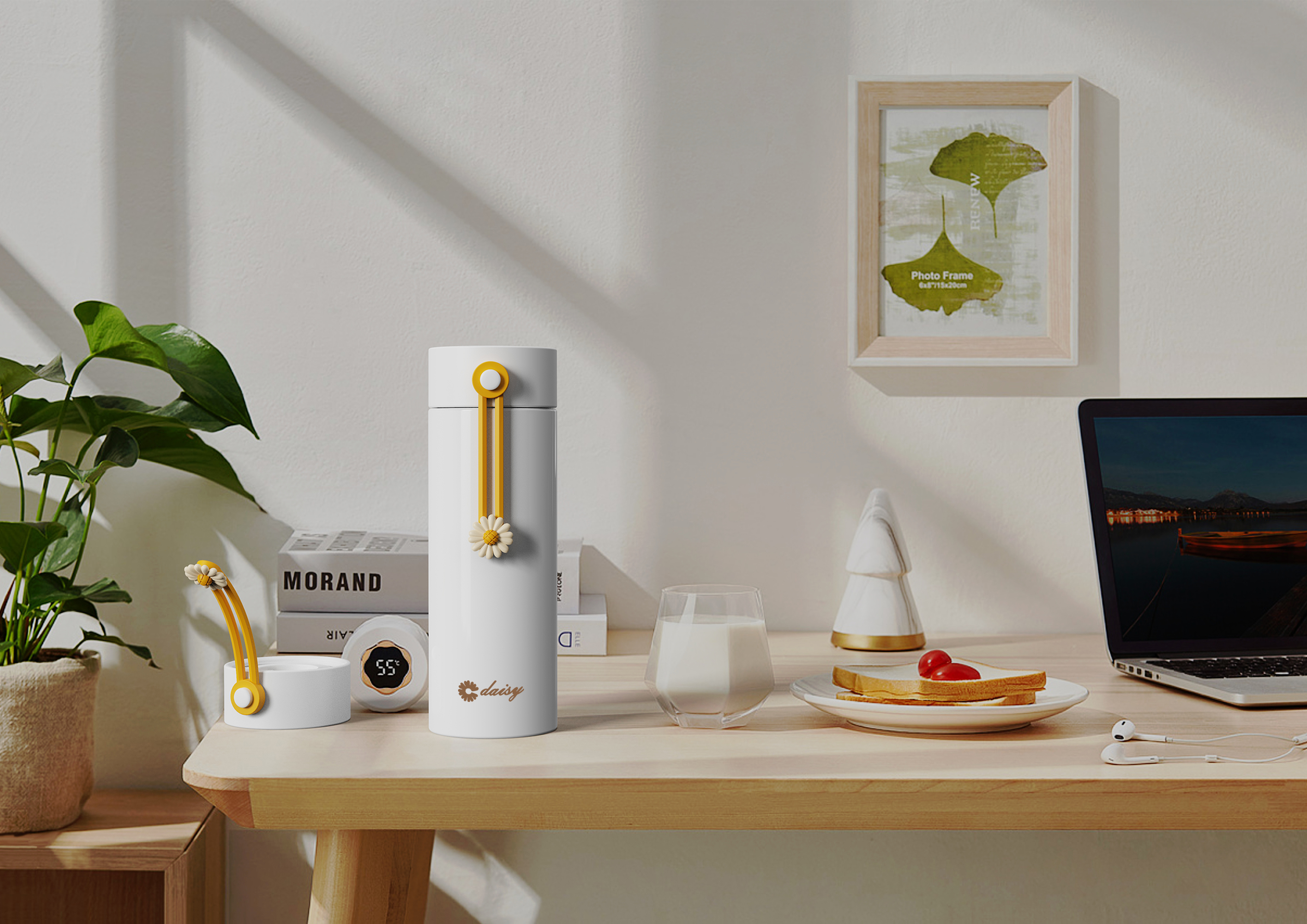 Water cup，vacuum cup，Daisy，flower，Render，Model，water，