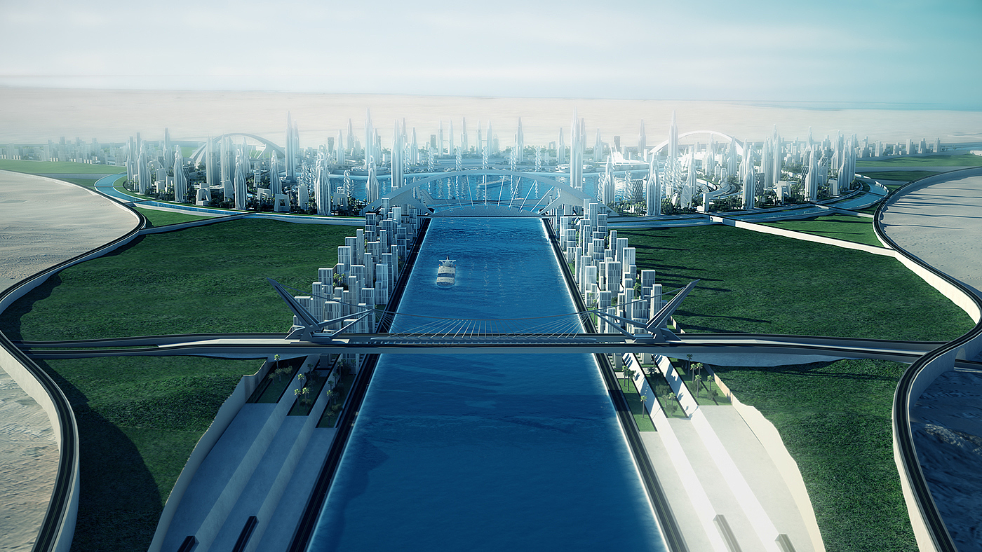 canal，concept，city，animation，