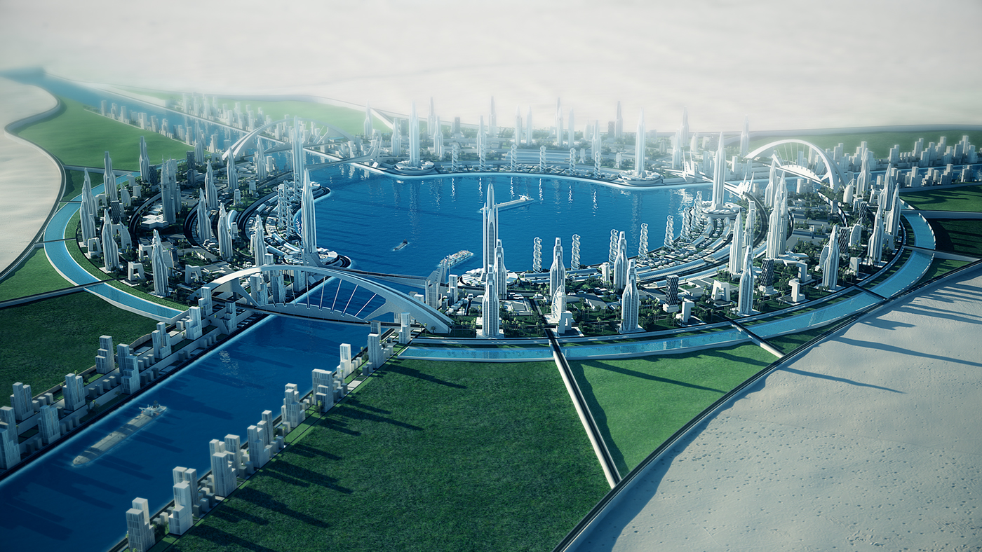 canal，concept，city，animation，
