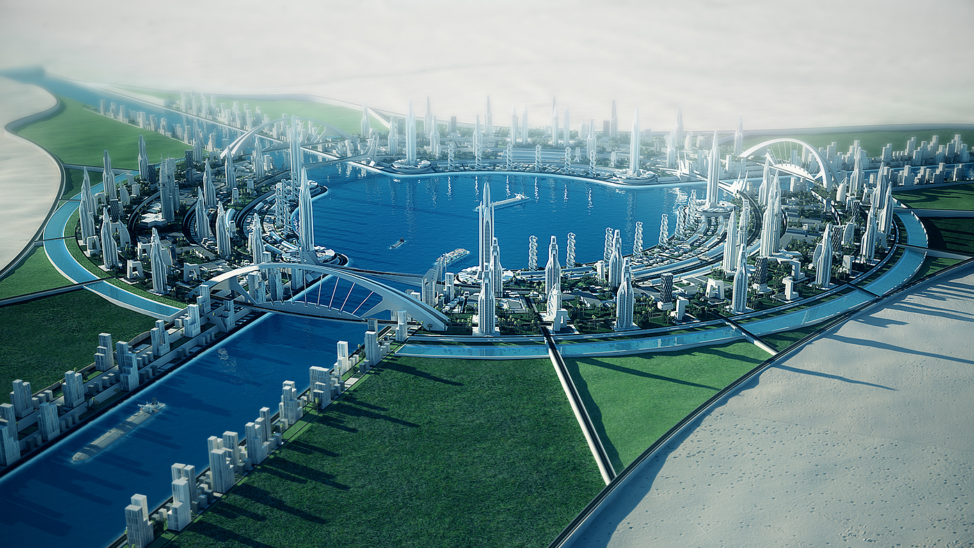 运河，概念，城市，动画，