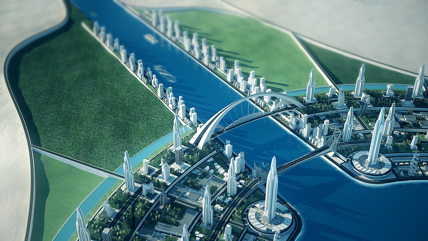 canal，concept，city，animation，