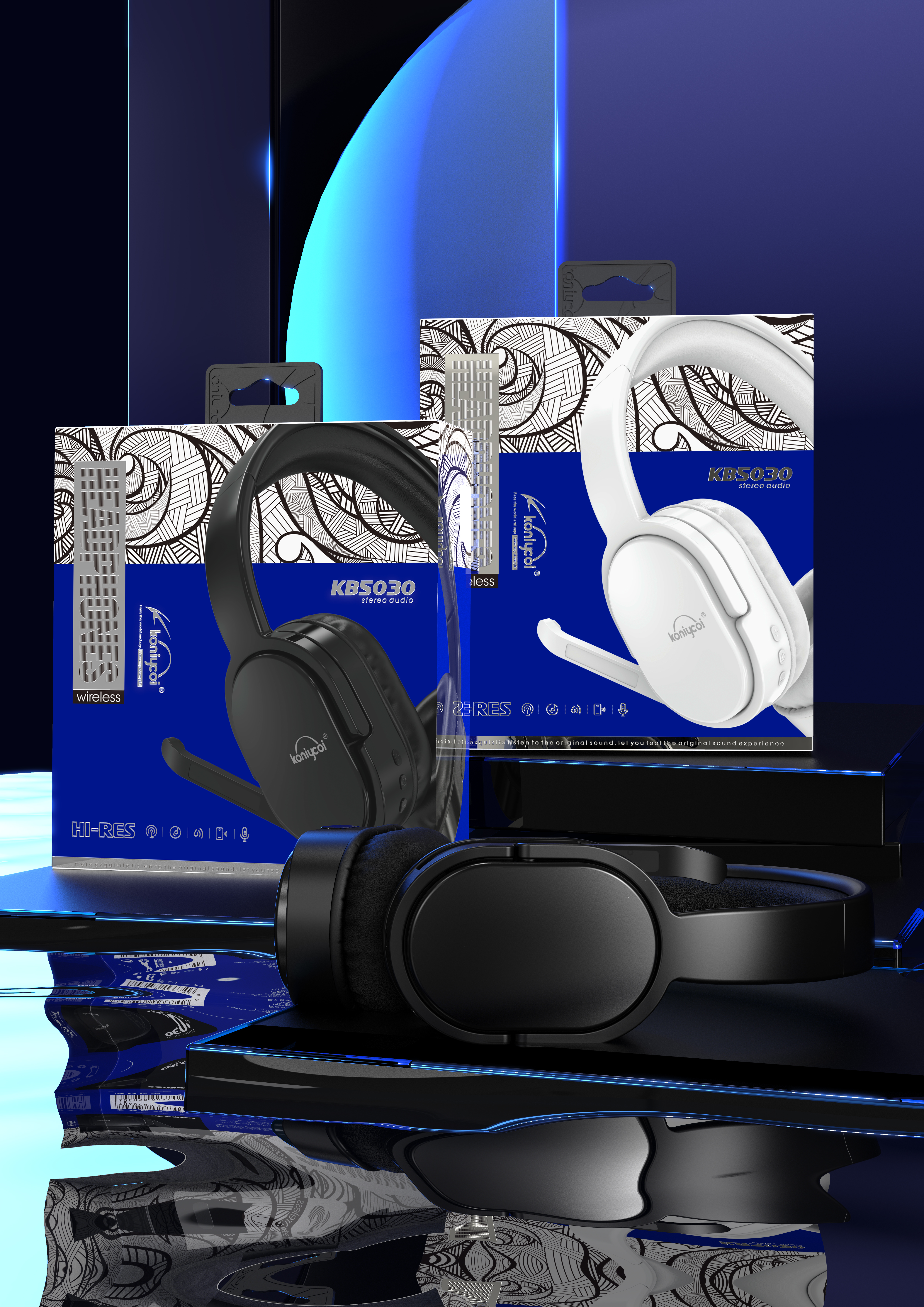 Digital electronics，headset，3C Electronics，Electronic packaging，Product packaging，3D rendering，packing design，