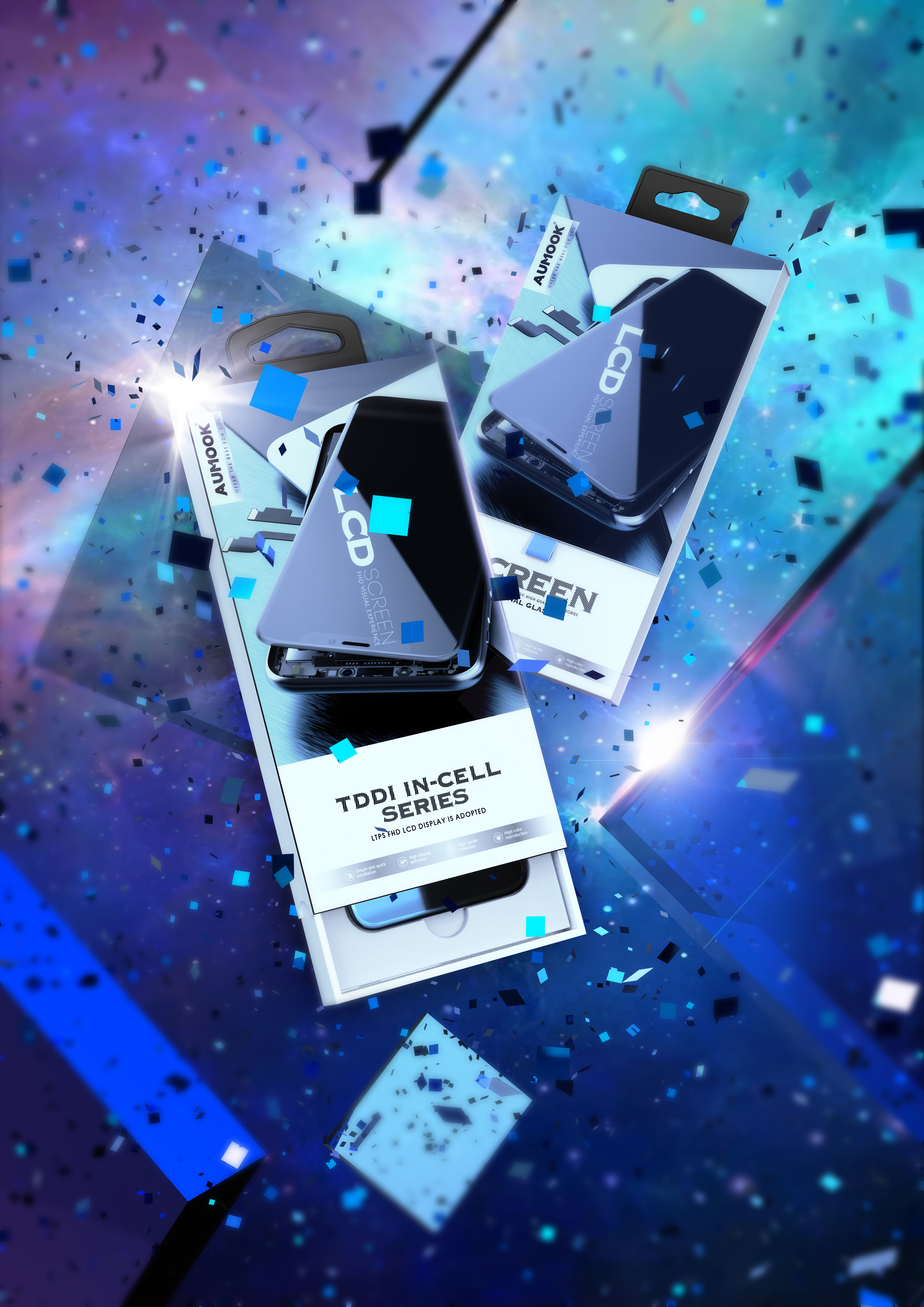 Digital electronics，headset，3C Electronics，Electronic packaging，Product packaging，3D rendering，packing design，