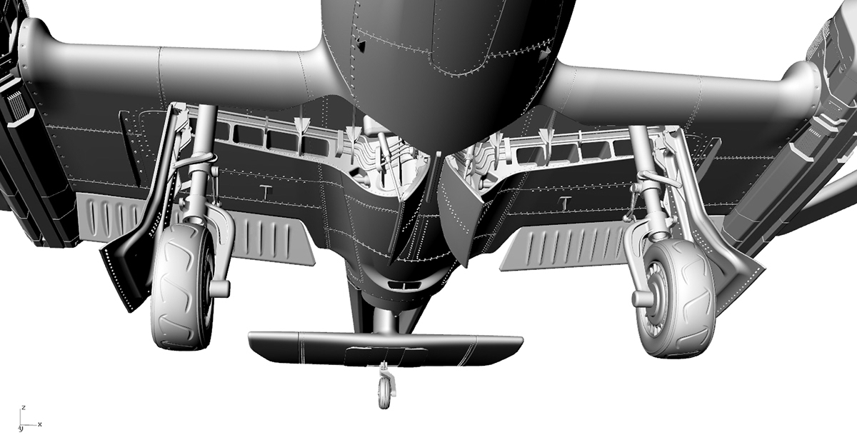 Hand drawn，modeling，Render，fighter，World War II Aesthetics，science fiction，conceptual design，