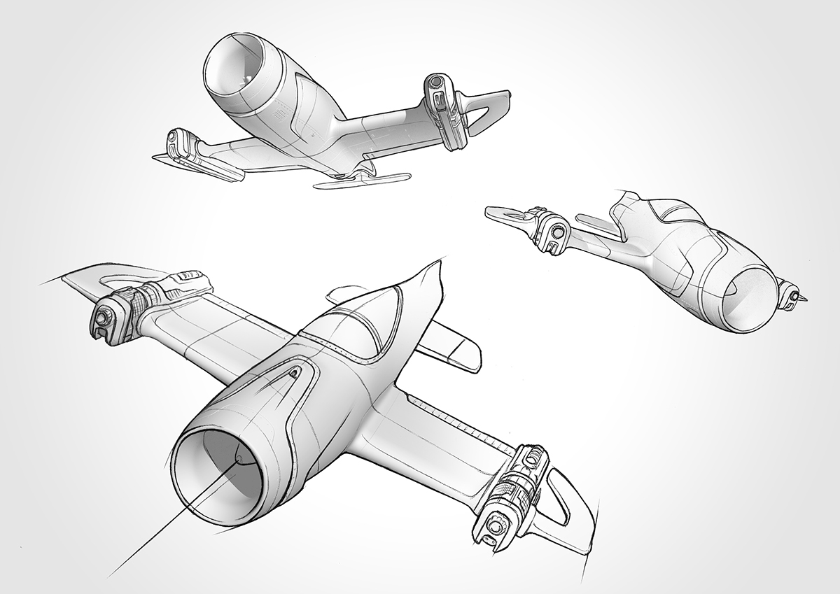 Hand drawn，modeling，Render，fighter，World War II Aesthetics，science fiction，conceptual design，