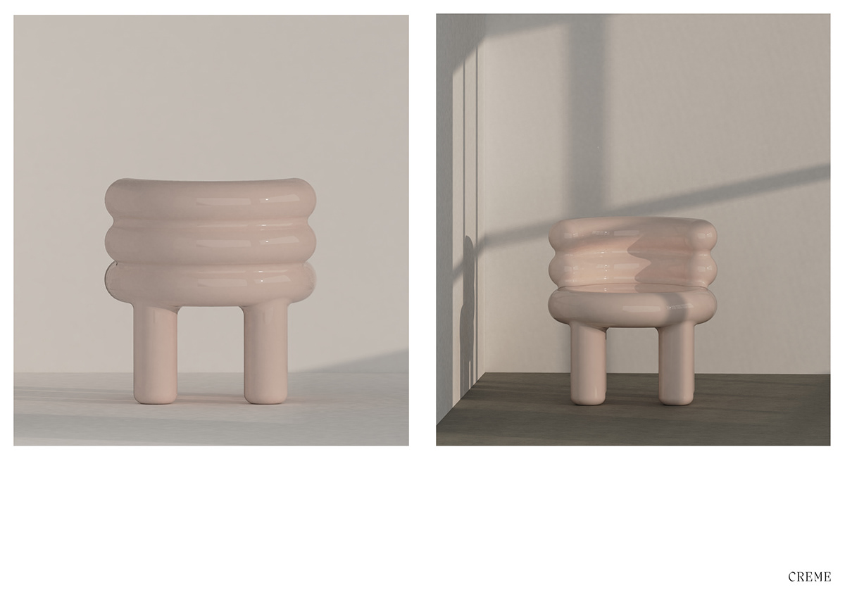 chair，product design，Ceramic structure，