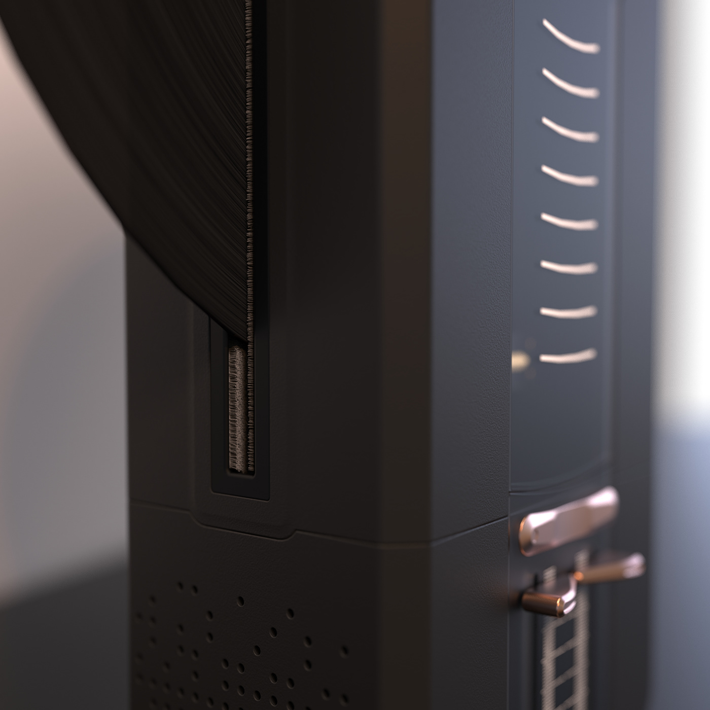 VINTAGE TURNTABLE，vertical，Vinyl record，player，Simple shape，Visual design，