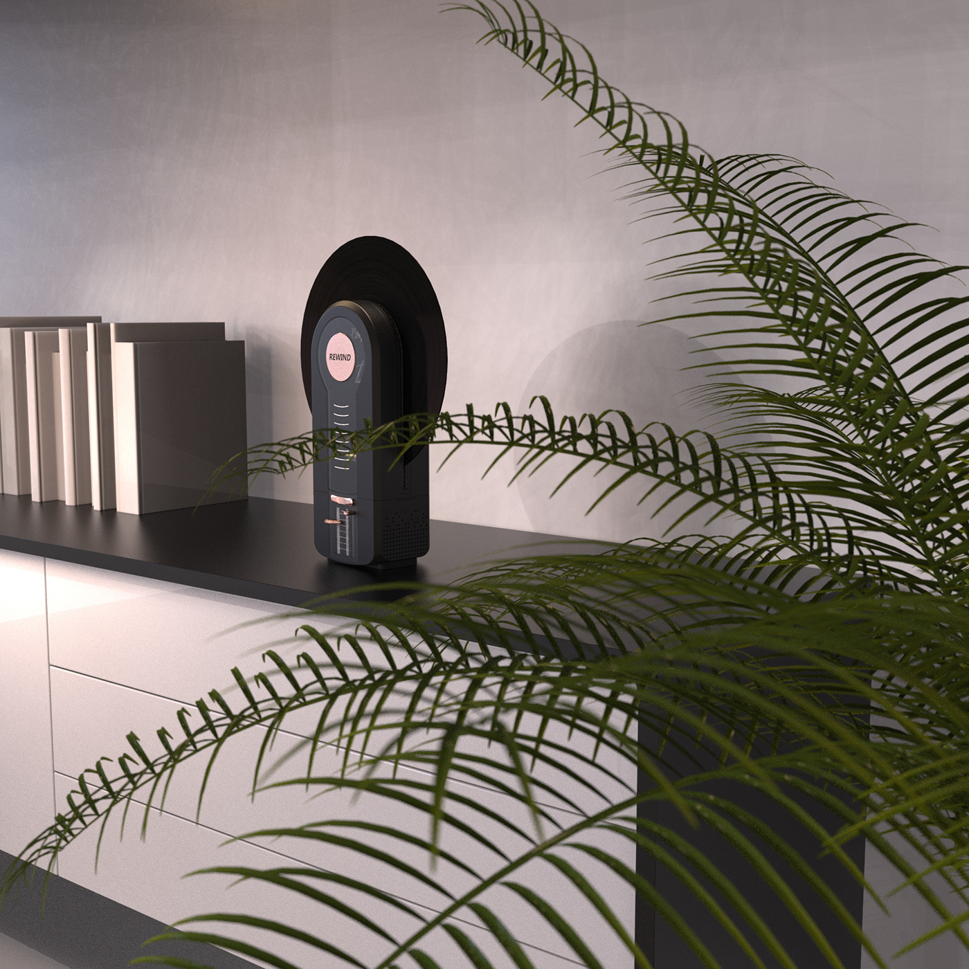 VINTAGE TURNTABLE，vertical，Vinyl record，player，Simple shape，Visual design，