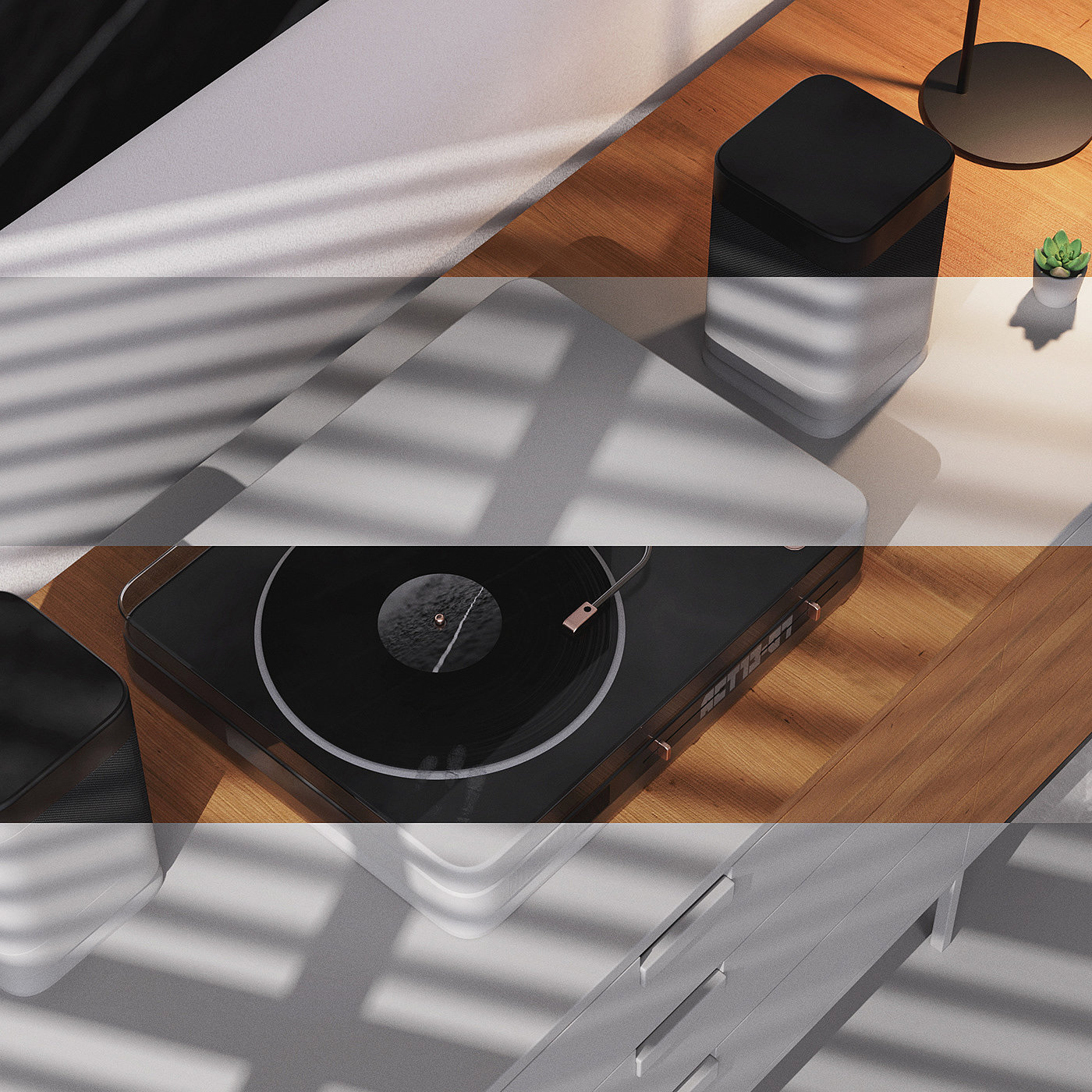 product design，player，Turntable concept，Modeling and rendering，