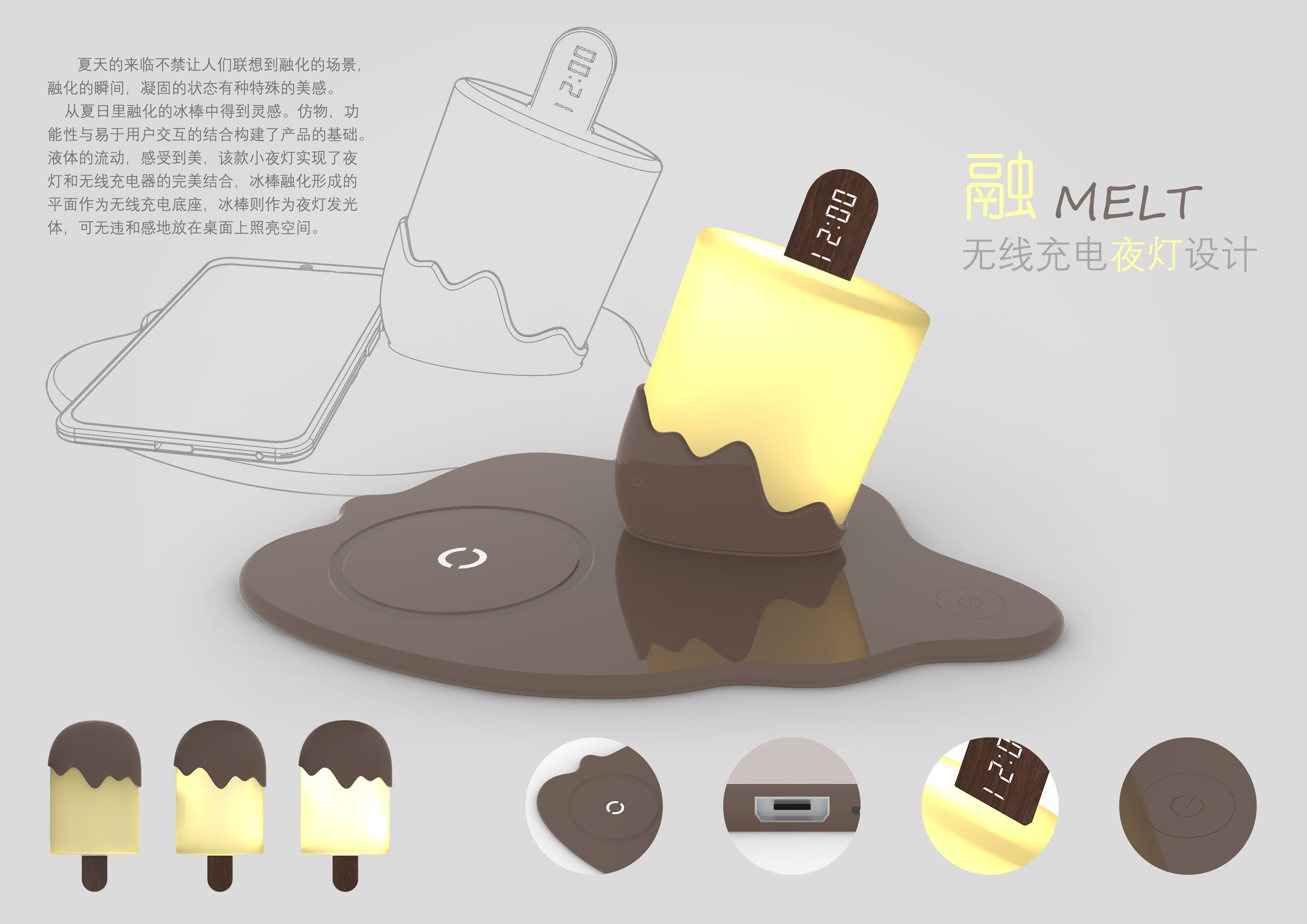 Wireless charging，Night light，Maiden heart，originality，Popsicle，Ice cream，Macaroon，
