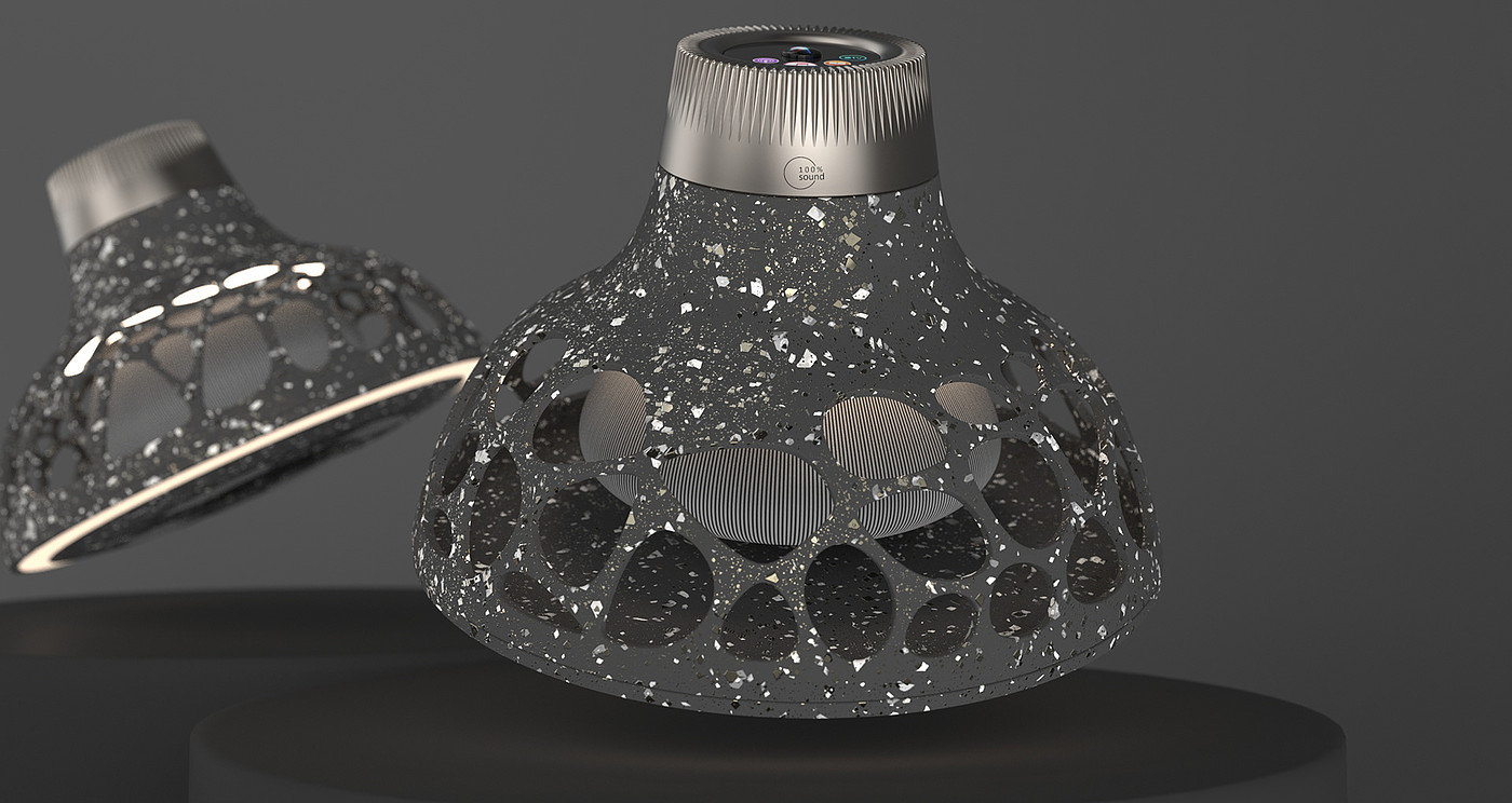 product design，speaker，Voronoi，Recycled materials，