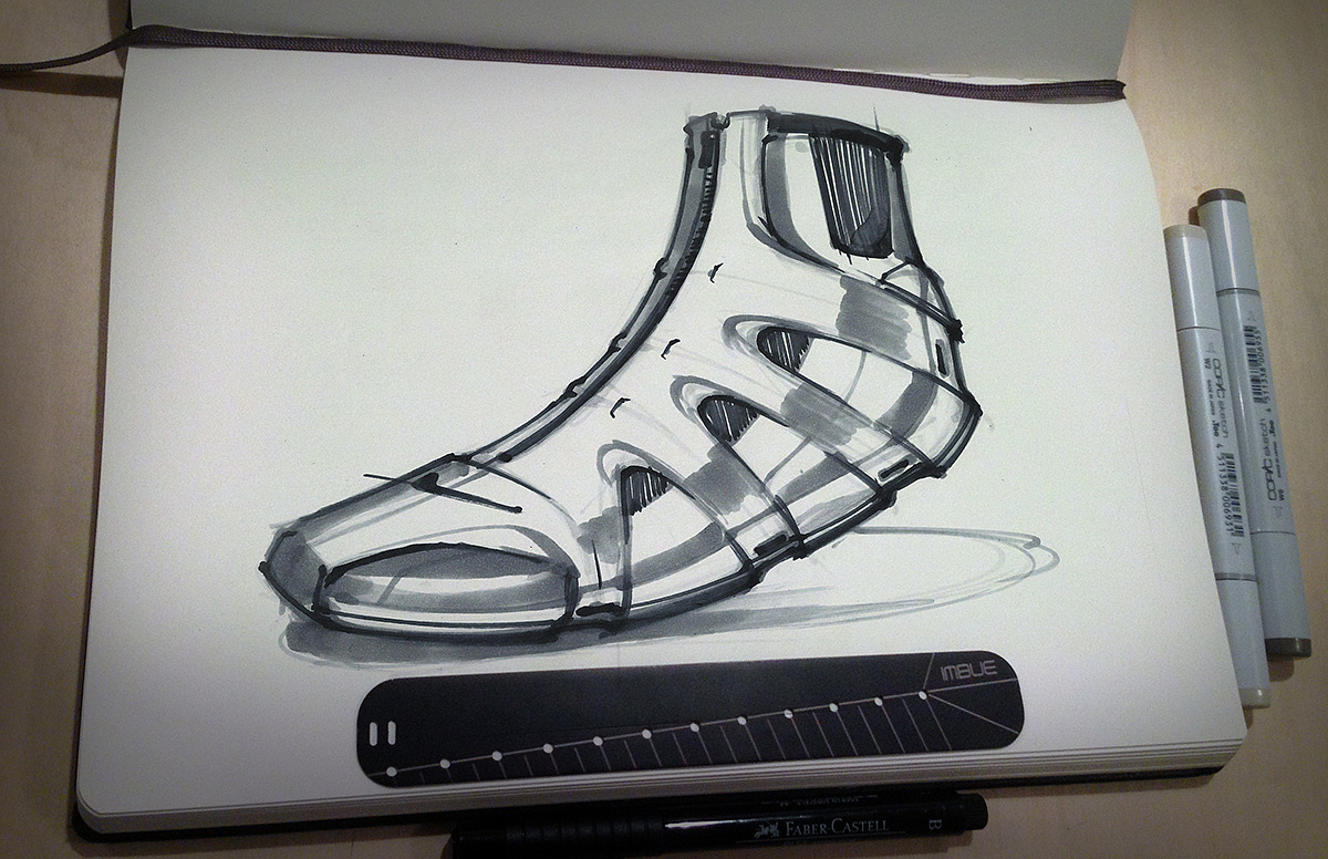 Hand drawn，draft，illustrated book，shoes，conceptual design，