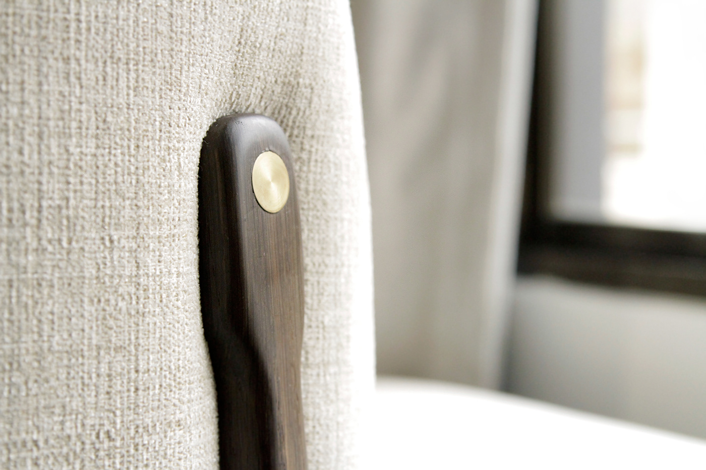 chair，oak，brass，