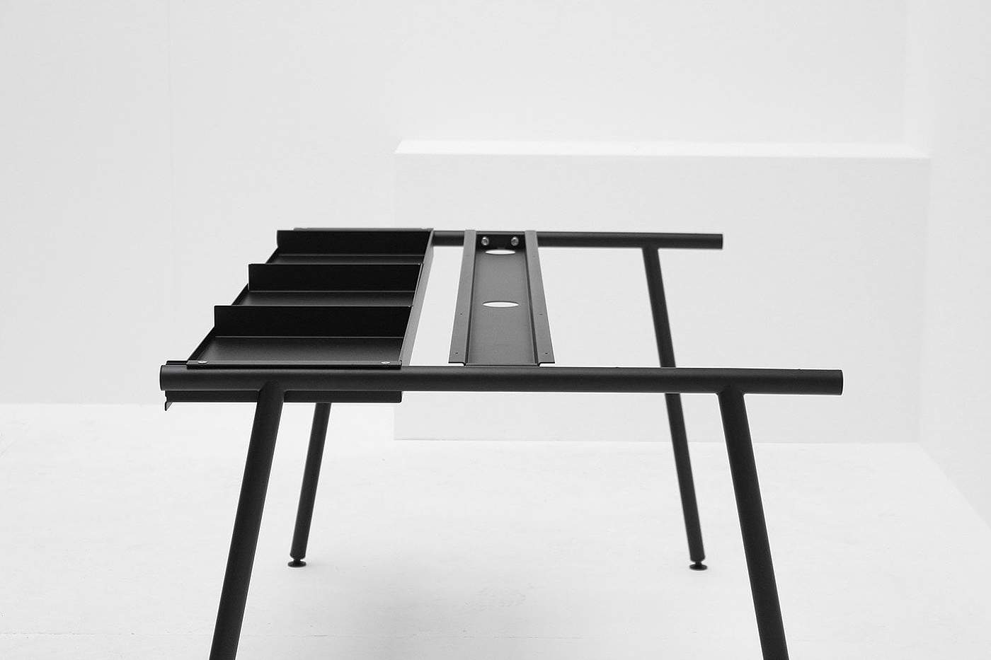 桌子，小巧，储存空间，钢，黑色，