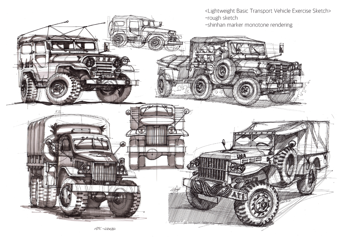 sketch，Sanghyeon jeong，Heavy vehicle，manuscript，Hand drawn manuscript，