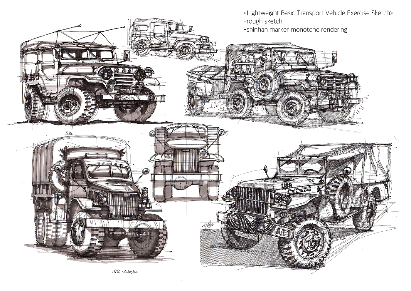 草图，sanghyeon jeong，重型车，手稿，手绘稿，