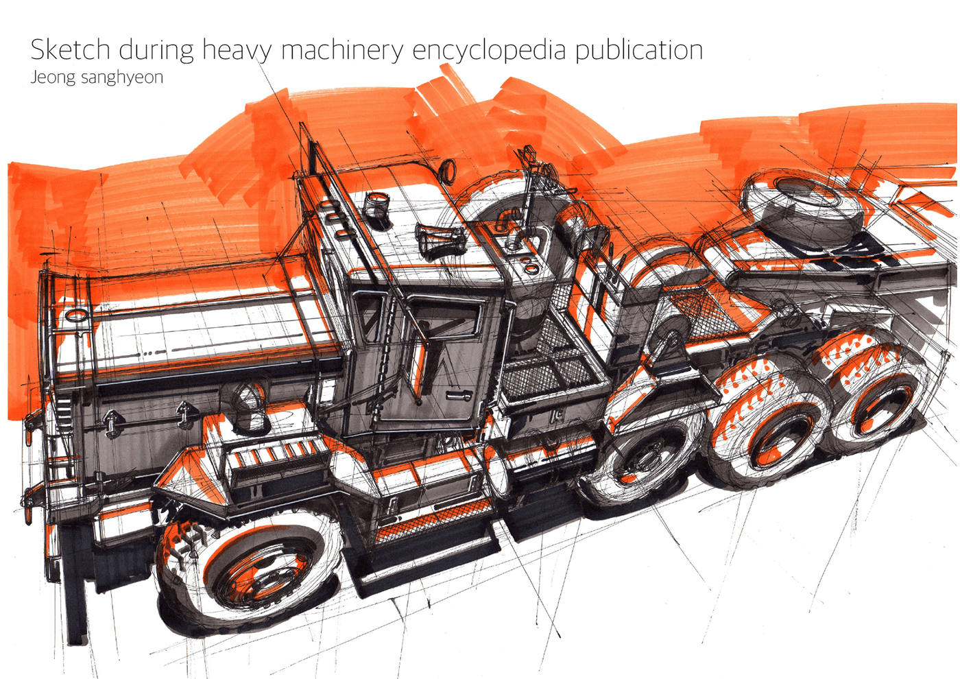sketch，Sanghyeon jeong，Heavy vehicle，manuscript，Hand drawn manuscript，