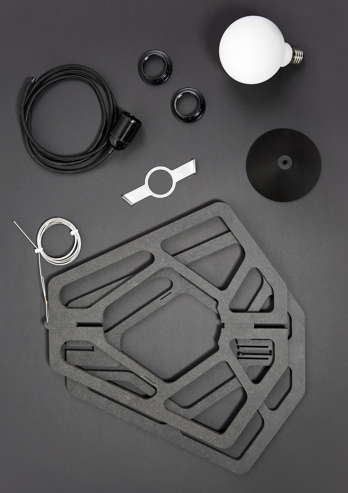 geometry，Hollowed out，suspension，lamp，assemble，