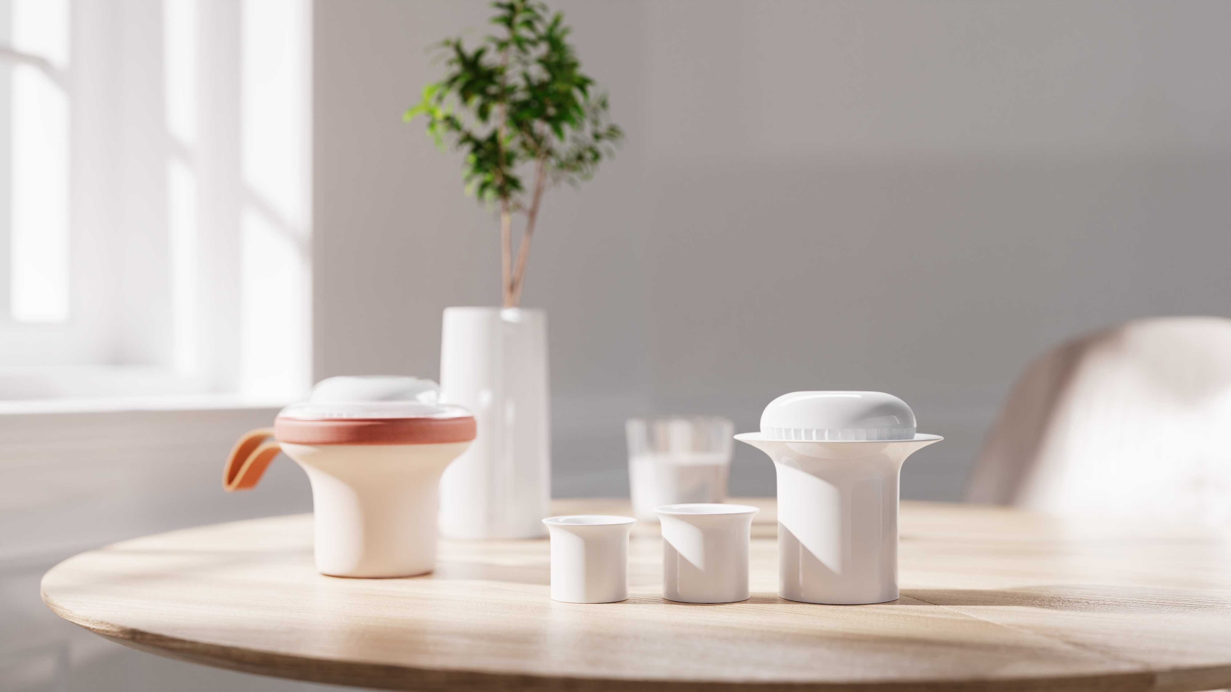 Tea set, doughnut, travel tea set，