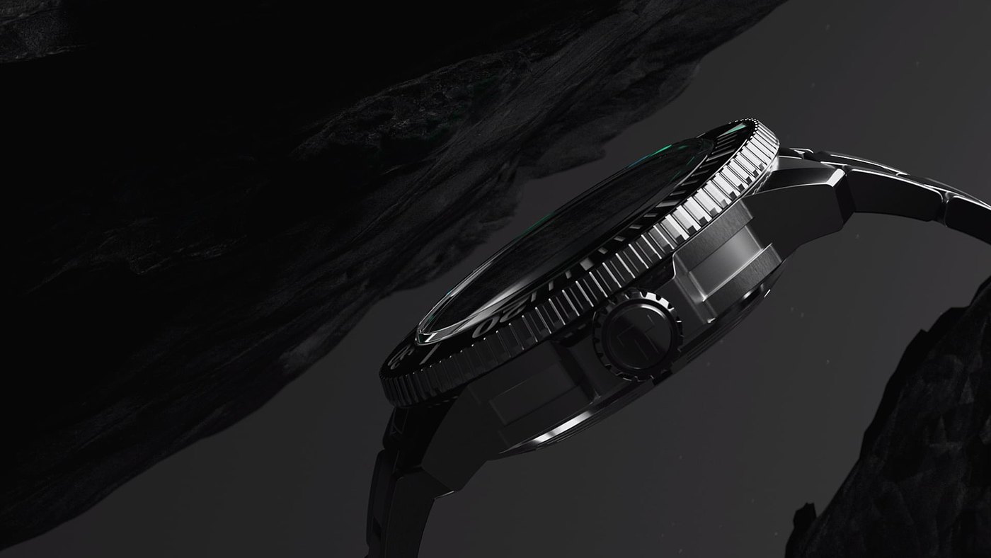 Tissot，painting in water colours，wave，sapphire，Product video dynamic effect，