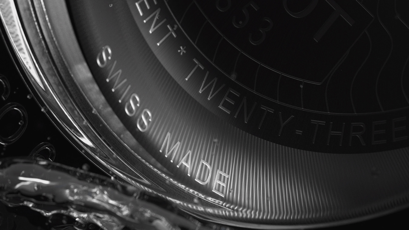 Tissot，painting in water colours，wave，sapphire，Product video dynamic effect，