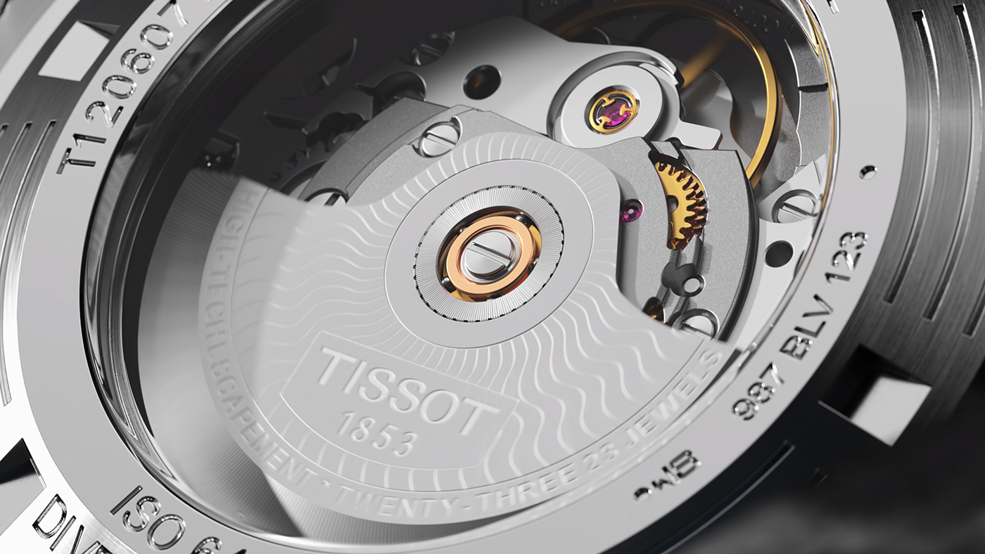 Tissot，painting in water colours，wave，sapphire，Product video dynamic effect，