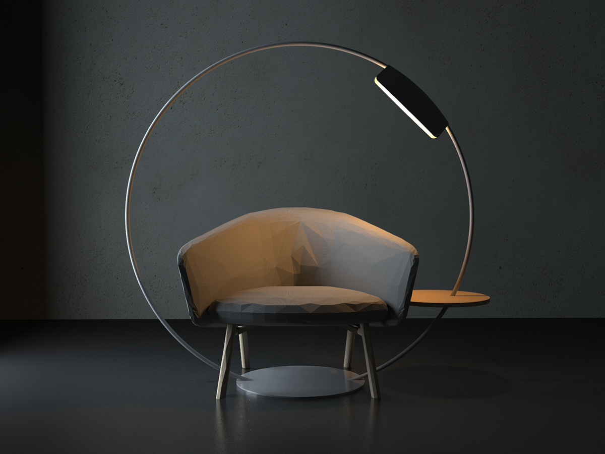 lamp，annular，Render，Armchair，