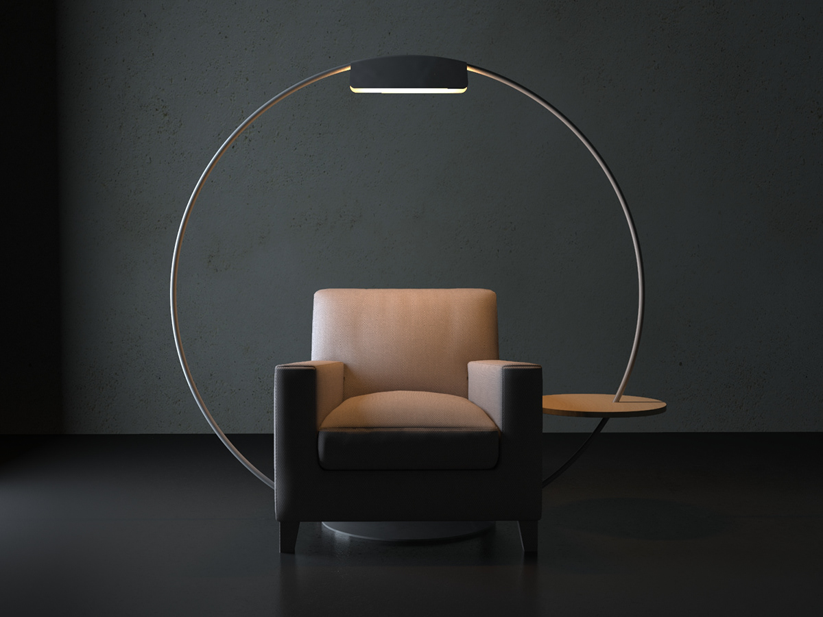 lamp，annular，Render，Armchair，