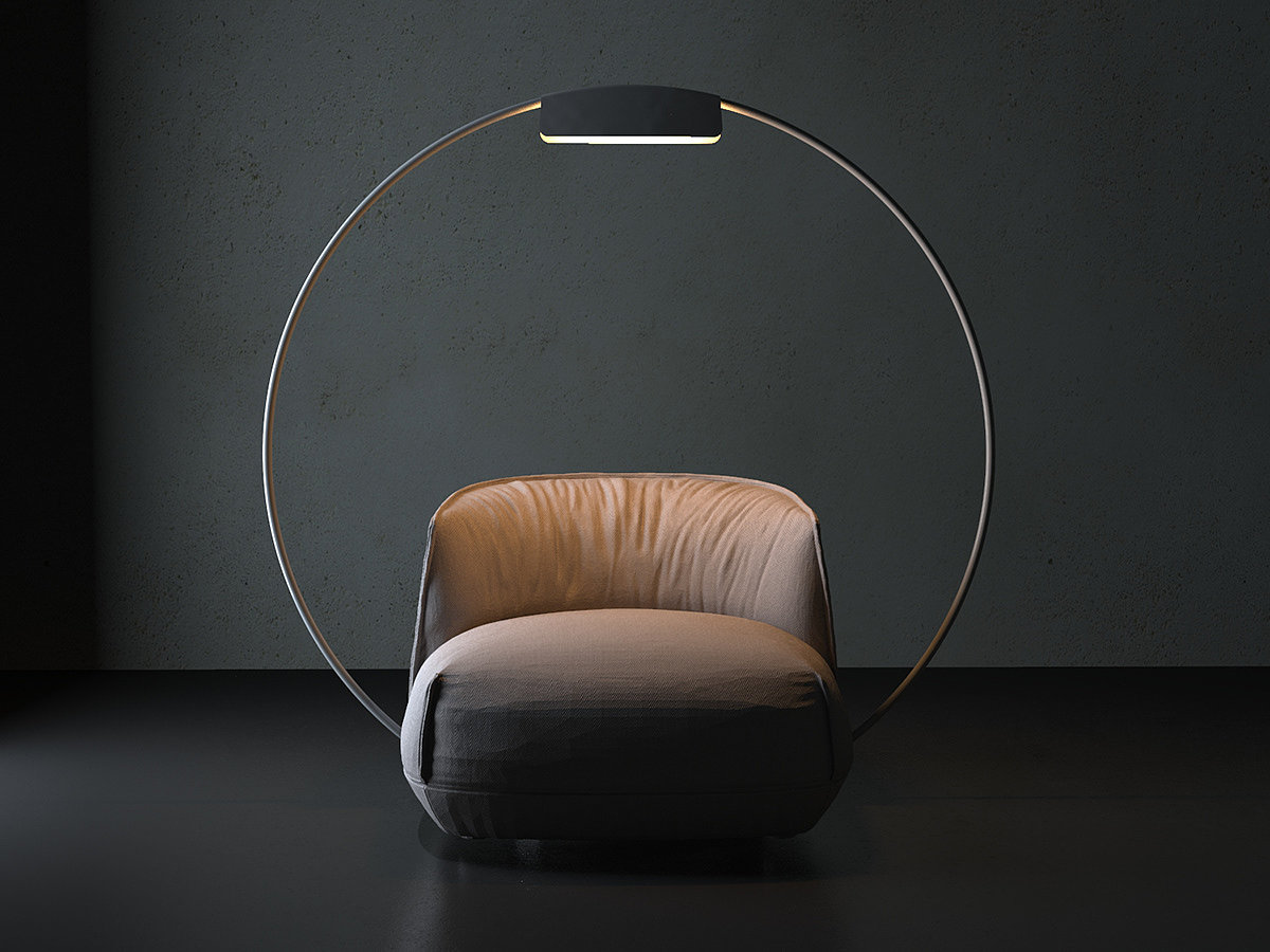 lamp，annular，Render，Armchair，