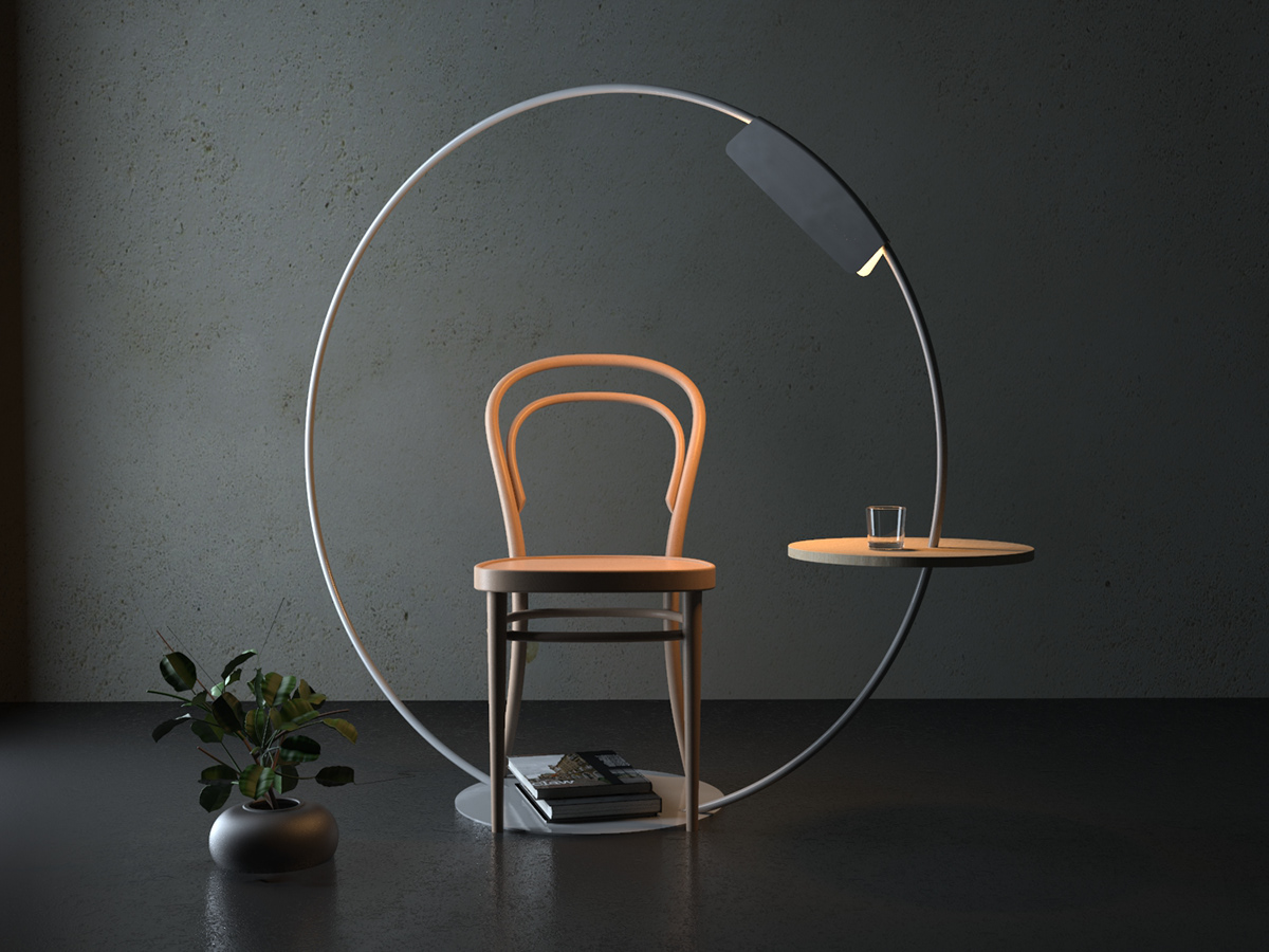lamp，annular，Render，Armchair，
