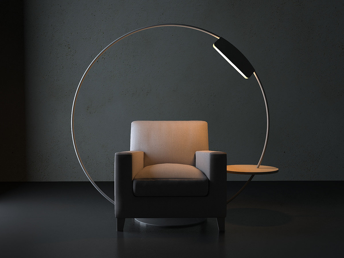 lamp，annular，Render，Armchair，
