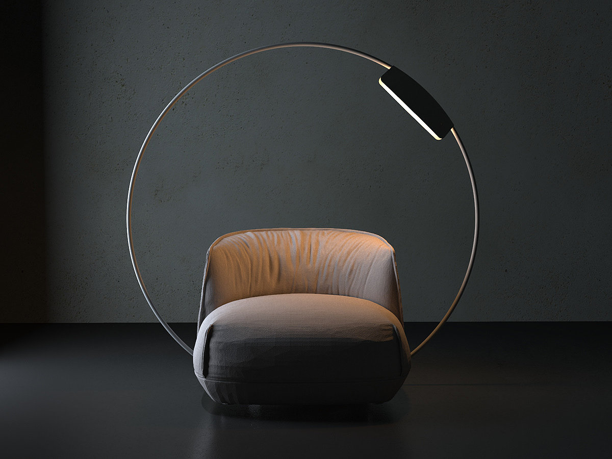 lamp，annular，Render，Armchair，