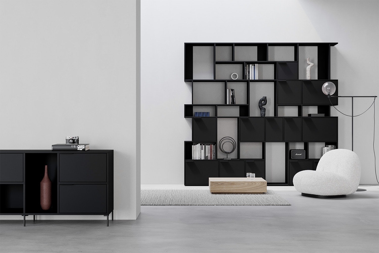 type02，Matte black，Acrylic foil，bookshelf，