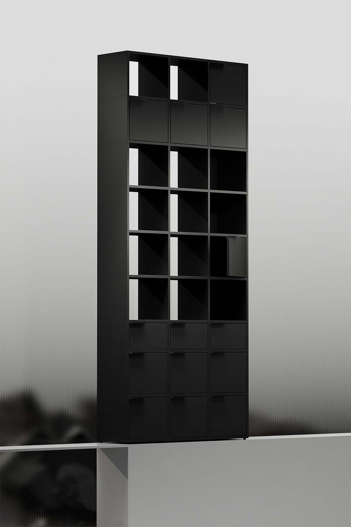 type02，Matte black，Acrylic foil，bookshelf，