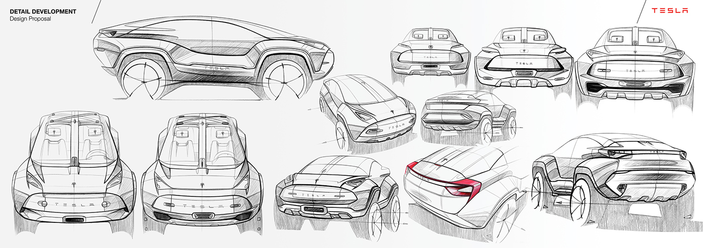 automobile，Tesla，cross-country，conceptual design，Single shell hunting，carbon fibre，