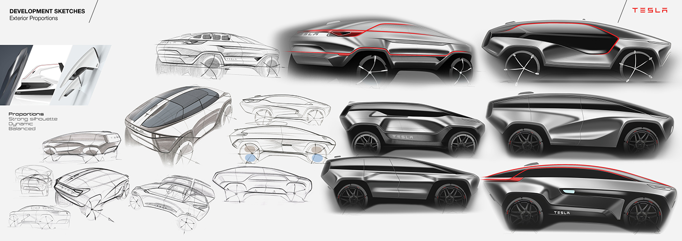 automobile，Tesla，cross-country，conceptual design，Single shell hunting，carbon fibre，