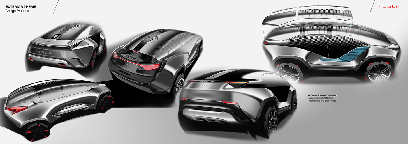 automobile，Tesla，cross-country，conceptual design，Single shell hunting，carbon fibre，
