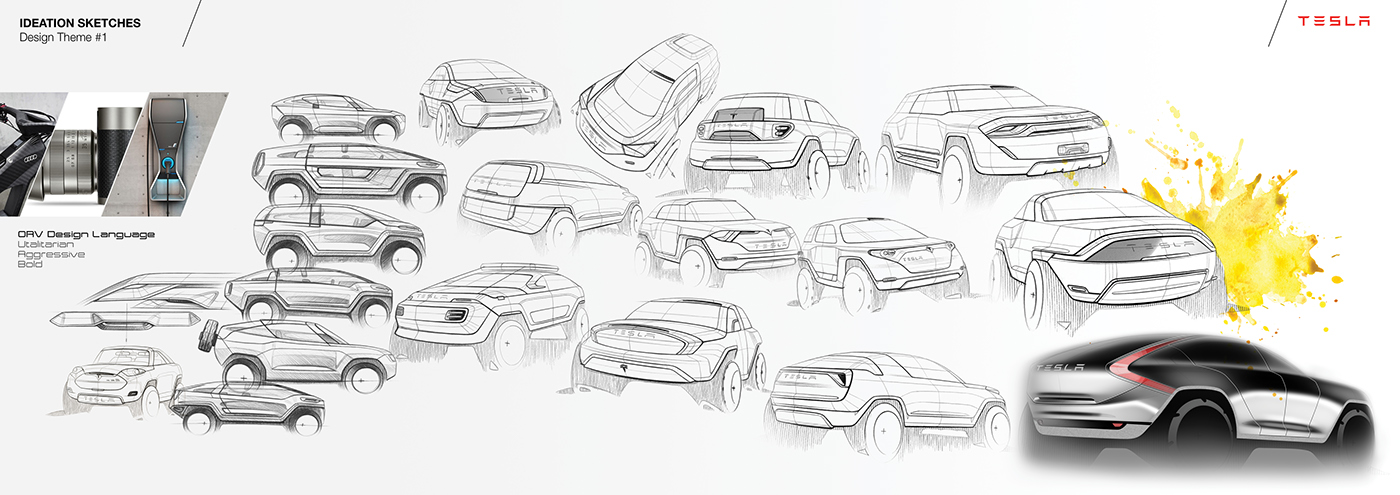 automobile，Tesla，cross-country，conceptual design，Single shell hunting，carbon fibre，