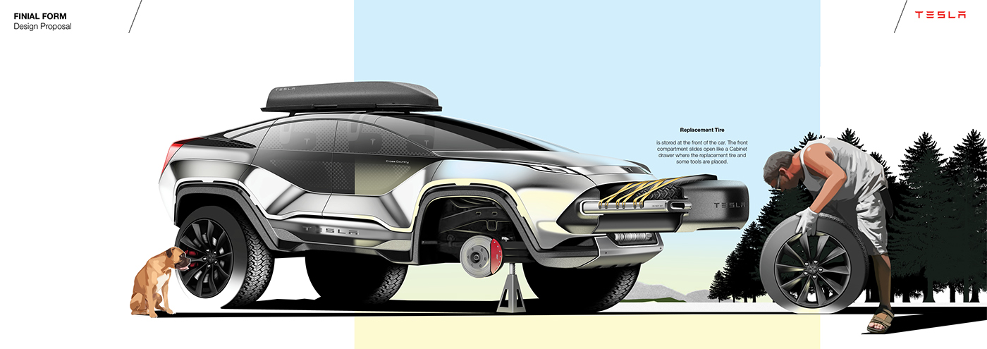 automobile，Tesla，cross-country，conceptual design，Single shell hunting，carbon fibre，