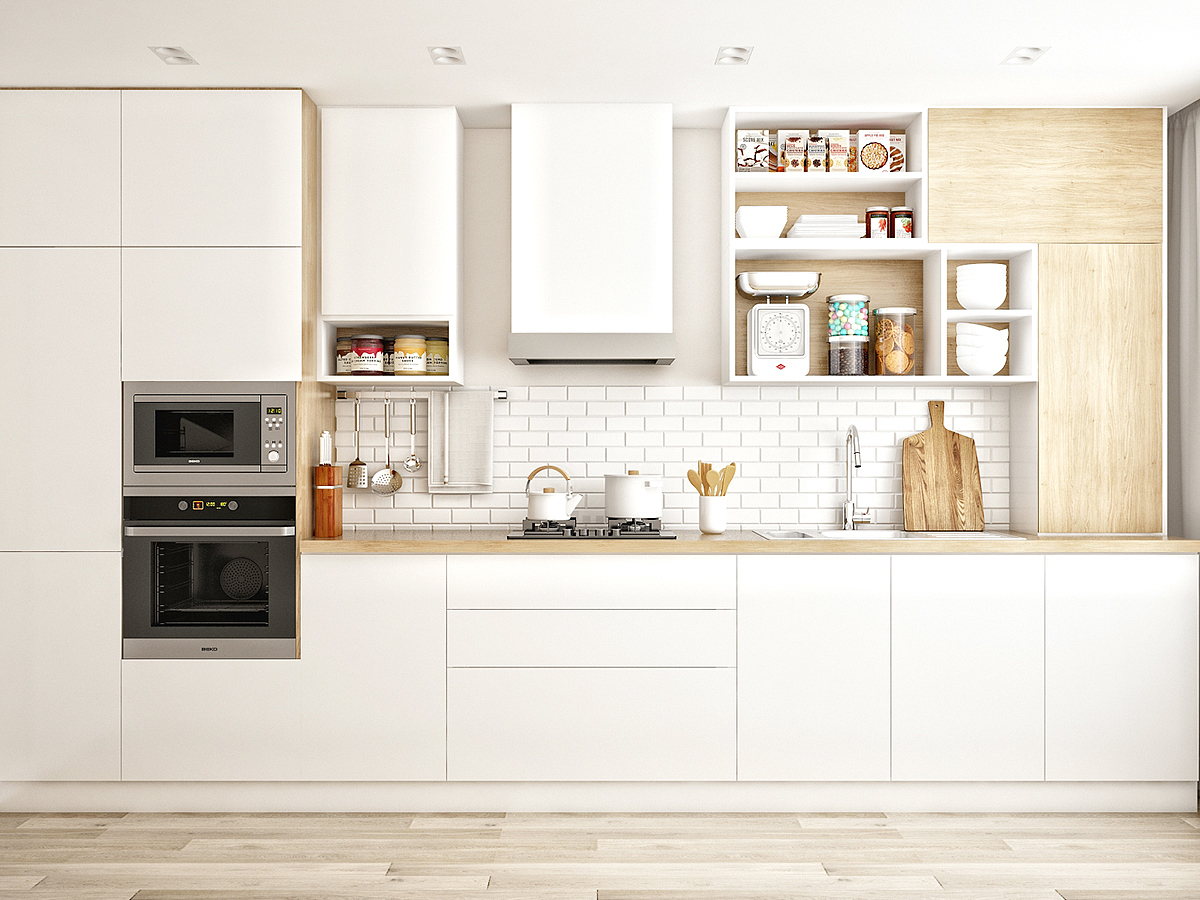 Kitchen Interior，woodiness，Light white，