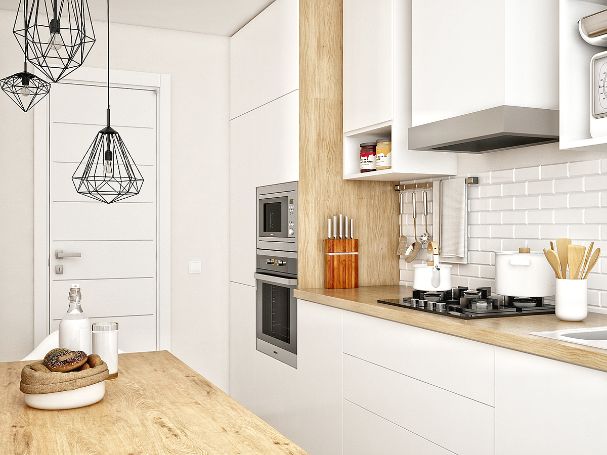 Kitchen Interior，woodiness，Light white，