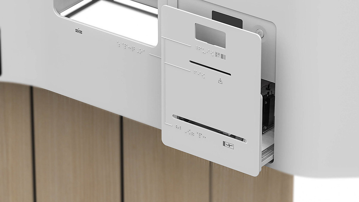 FLOWN，Flow form，Airport kiosk，Aerodynamic flow，braille，Airport space flow，