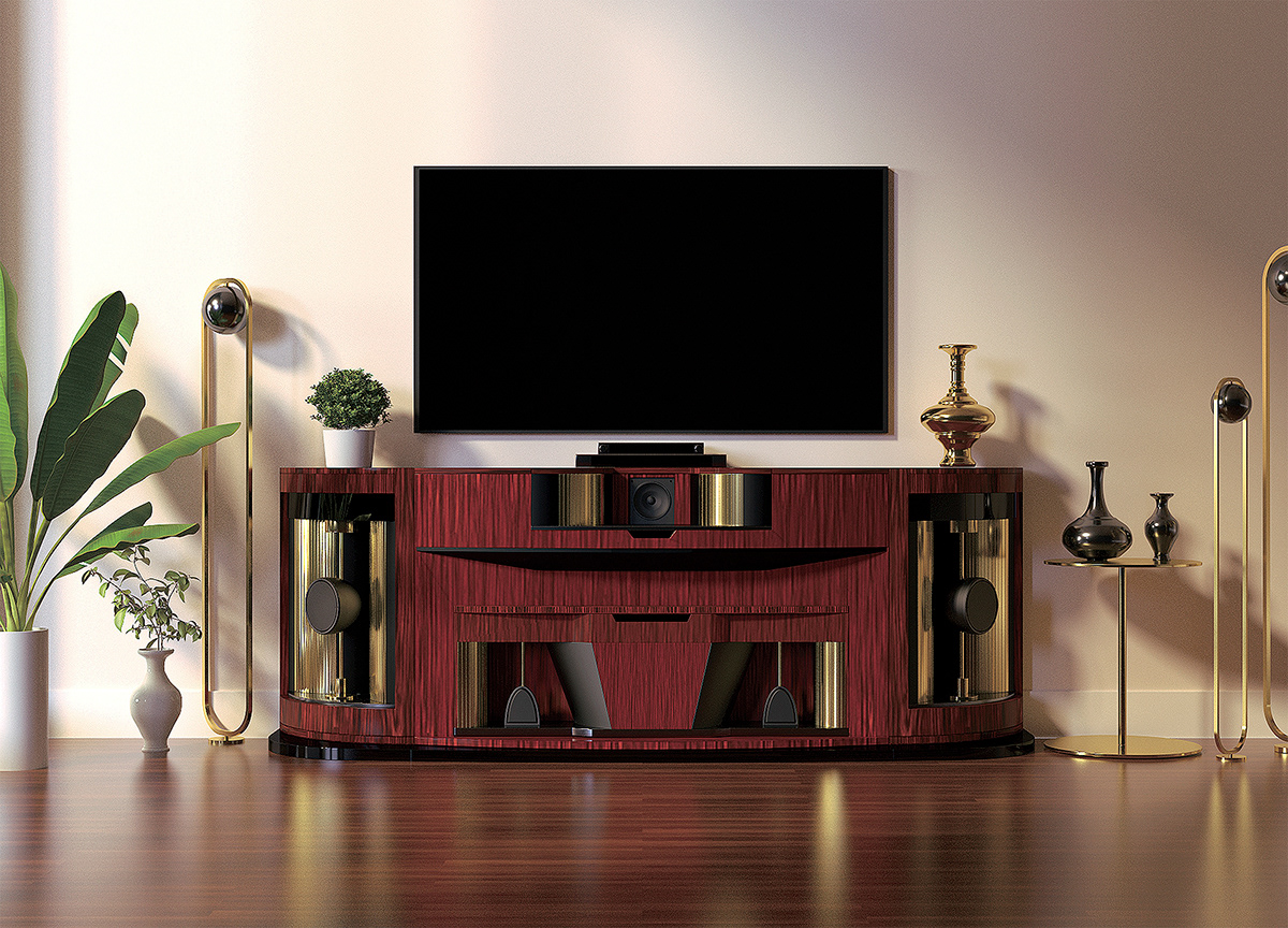 JBL HARMAN，PARAGONS，Furniture speaker，Four speakers，Red sandalwood，