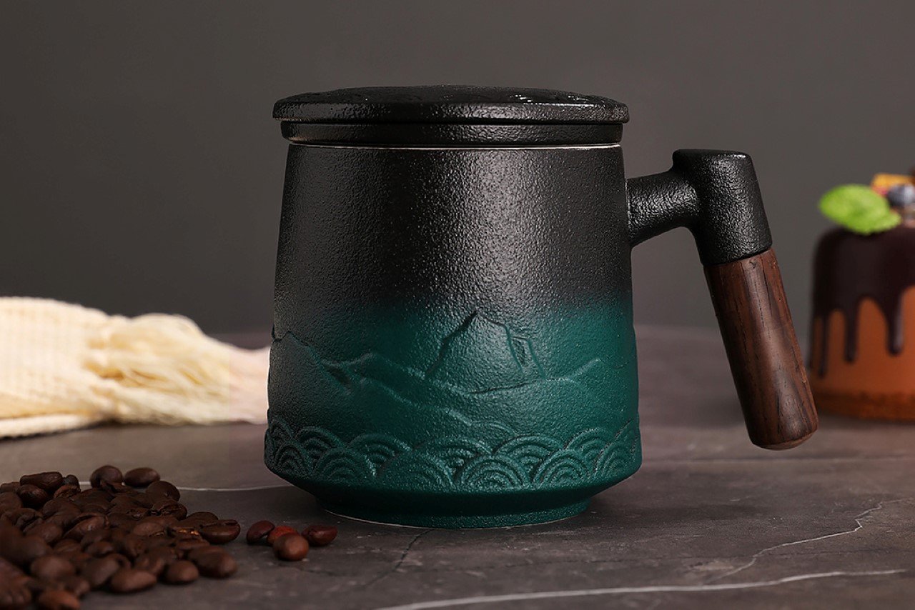 Mountain And Sea，Mug，Simple sculpture，Ceramic cup，