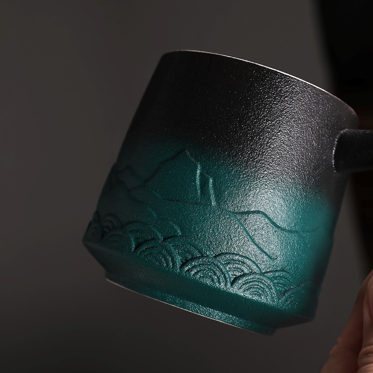 Mountain And Sea，Mug，Simple sculpture，Ceramic cup，